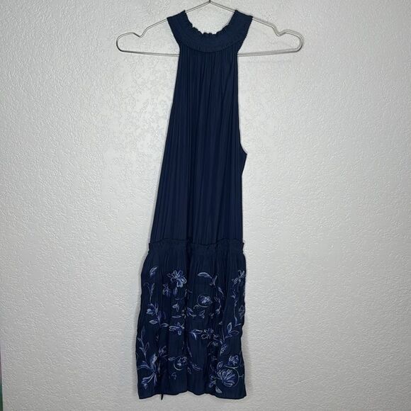 NWT RAMY BROOK Marcel Floral Mini Dress Navy Embroidered Medium - Picture 7 of 14